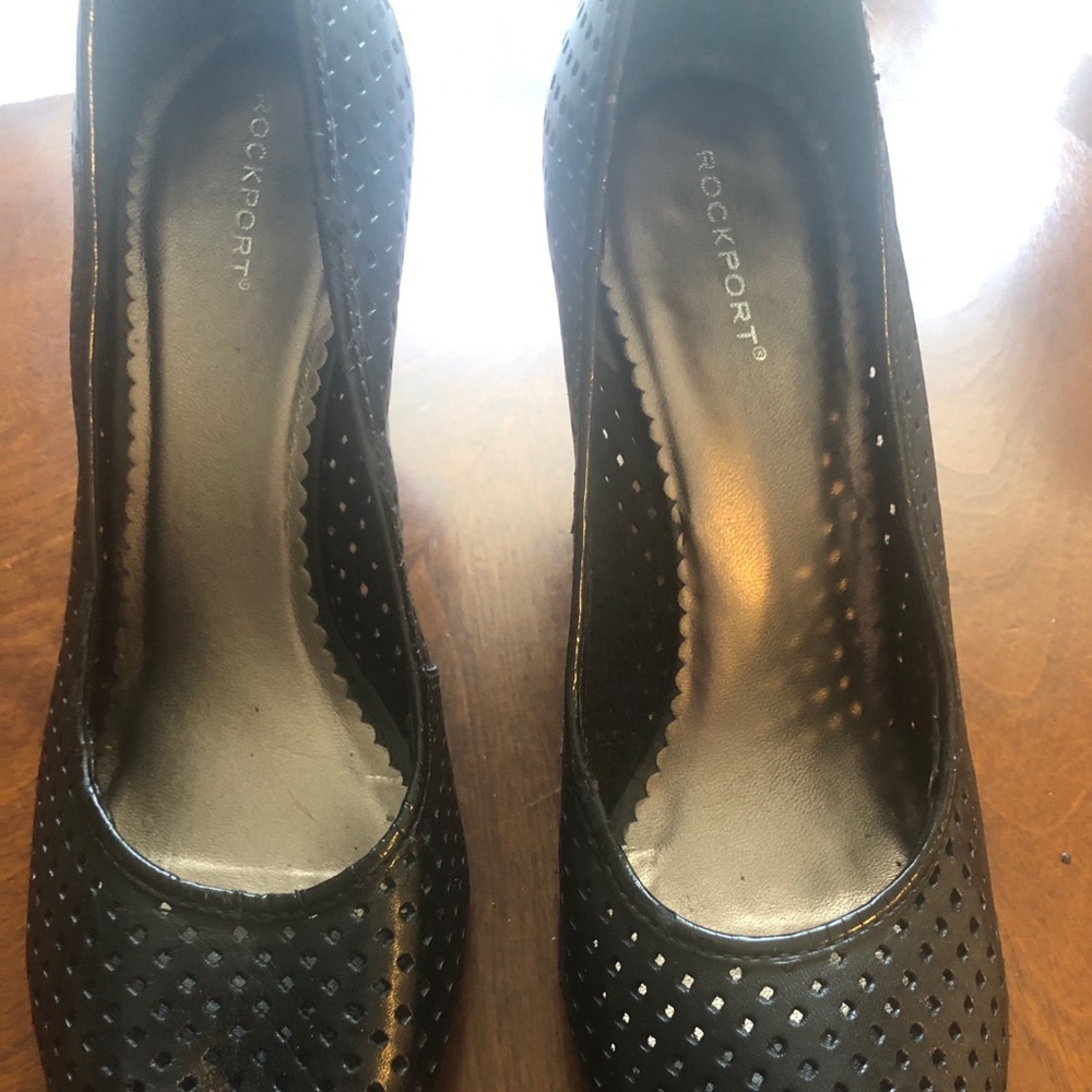 Rockport black leather gently used size 9w